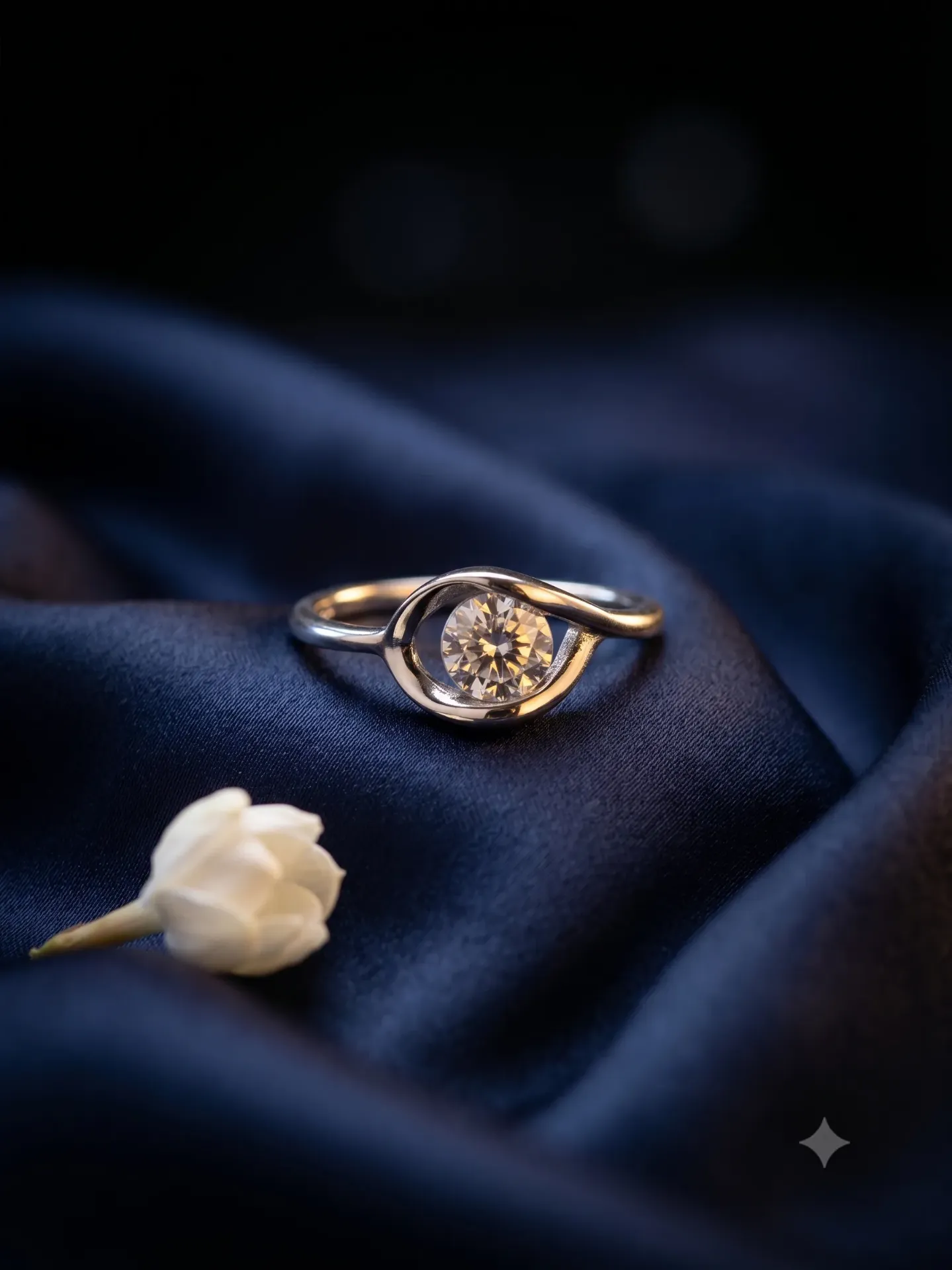 925 Sterling Silver Twisted Swirl Solitaire Ring with Round CZ Centerpiece R 2.33