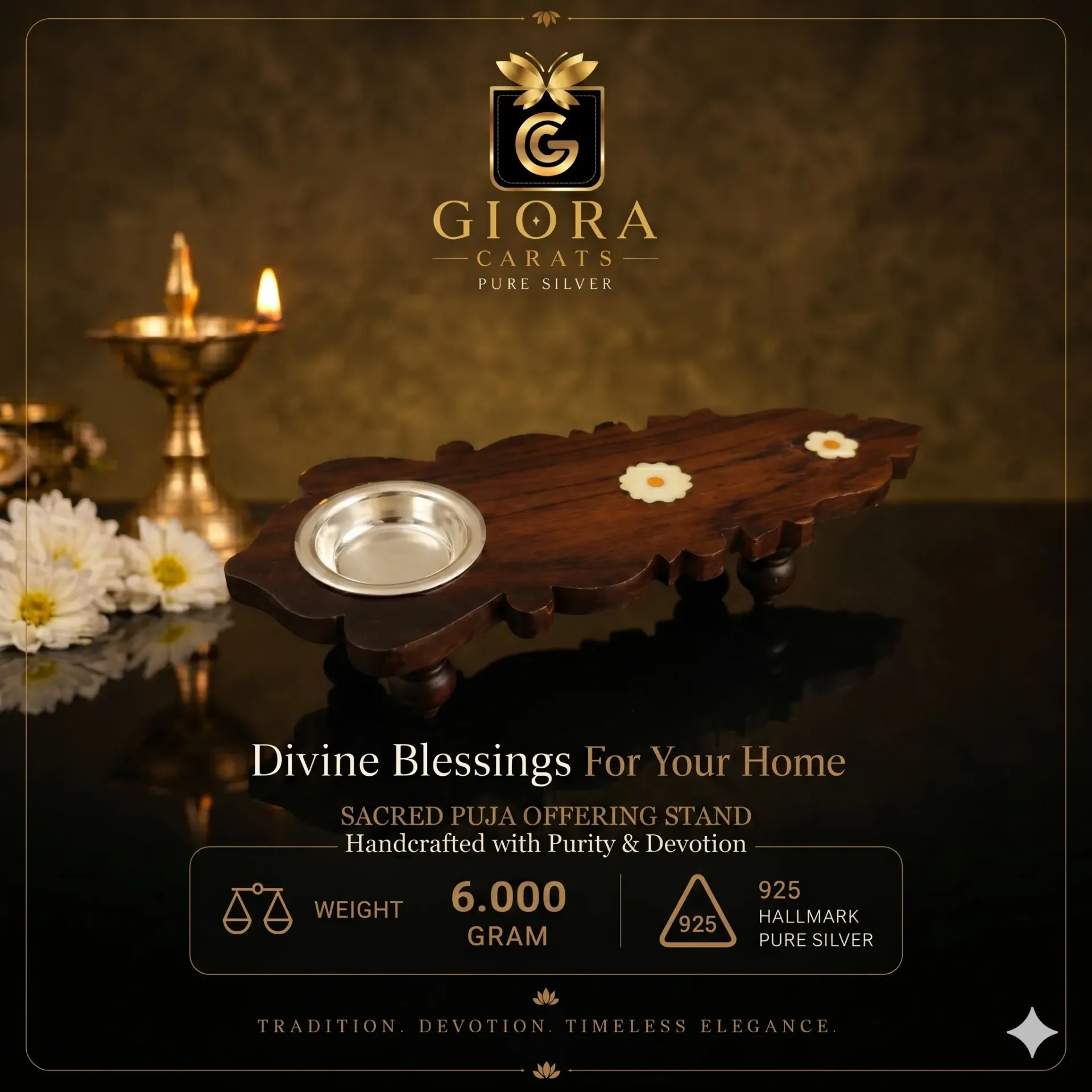 Silver Pooja Arati Stand