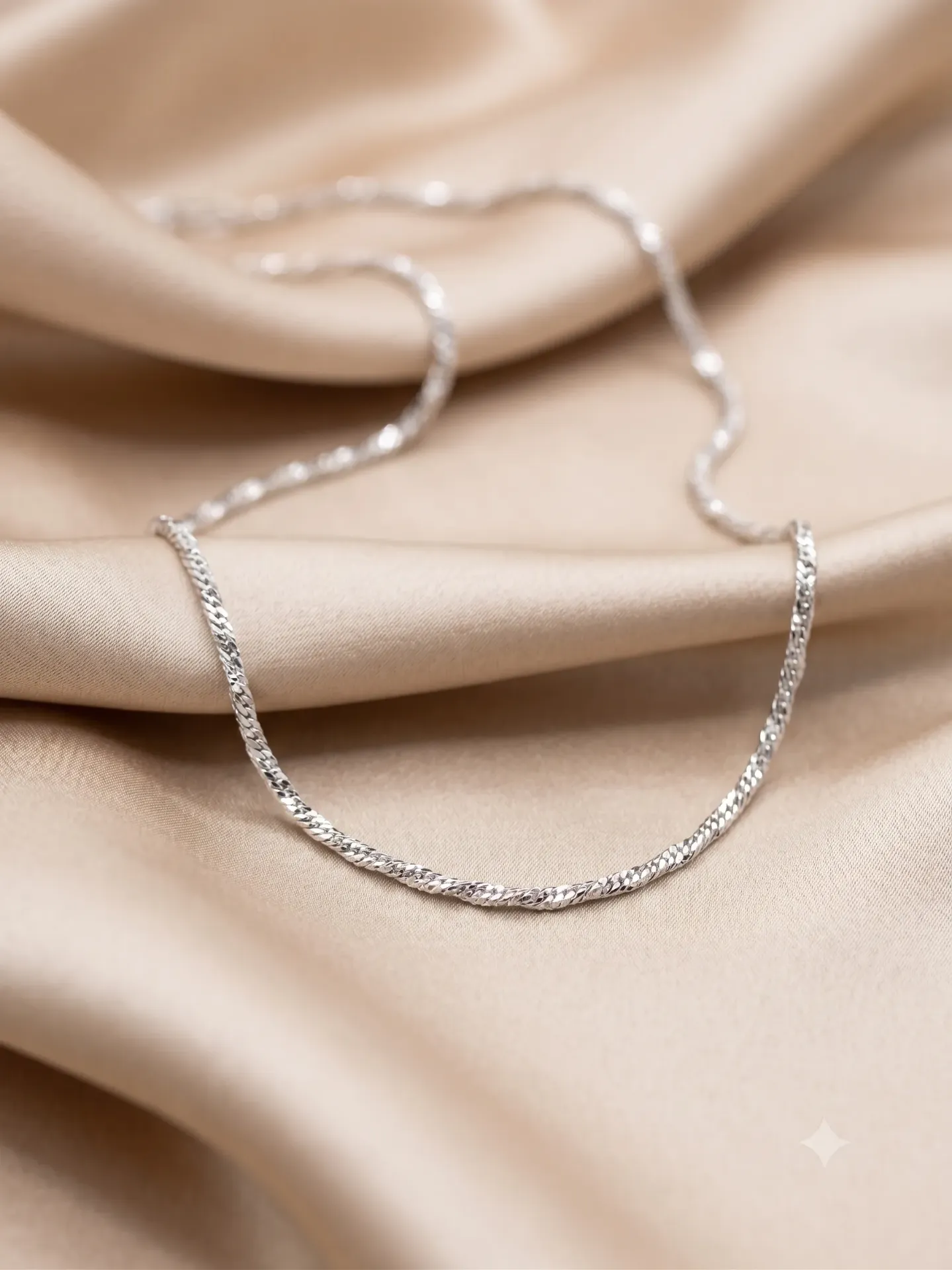 925 Pure Silver Sparkling Twisted Singapore Chain Necklace with Adjustable Extension C 4.2