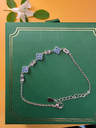 92.5% Pure Silver Light Blue Clover & Baguette AD Chain Bracelet (Single Piece) B 3.6