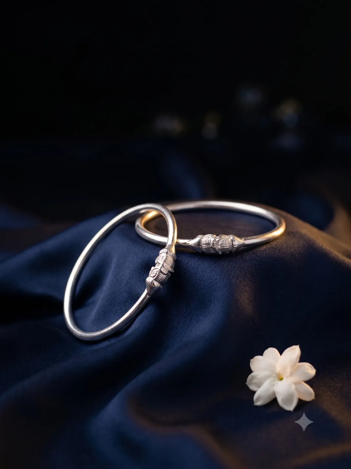 Pure Silver Traditional Twin-Head Kada (Set of 2) 6.54