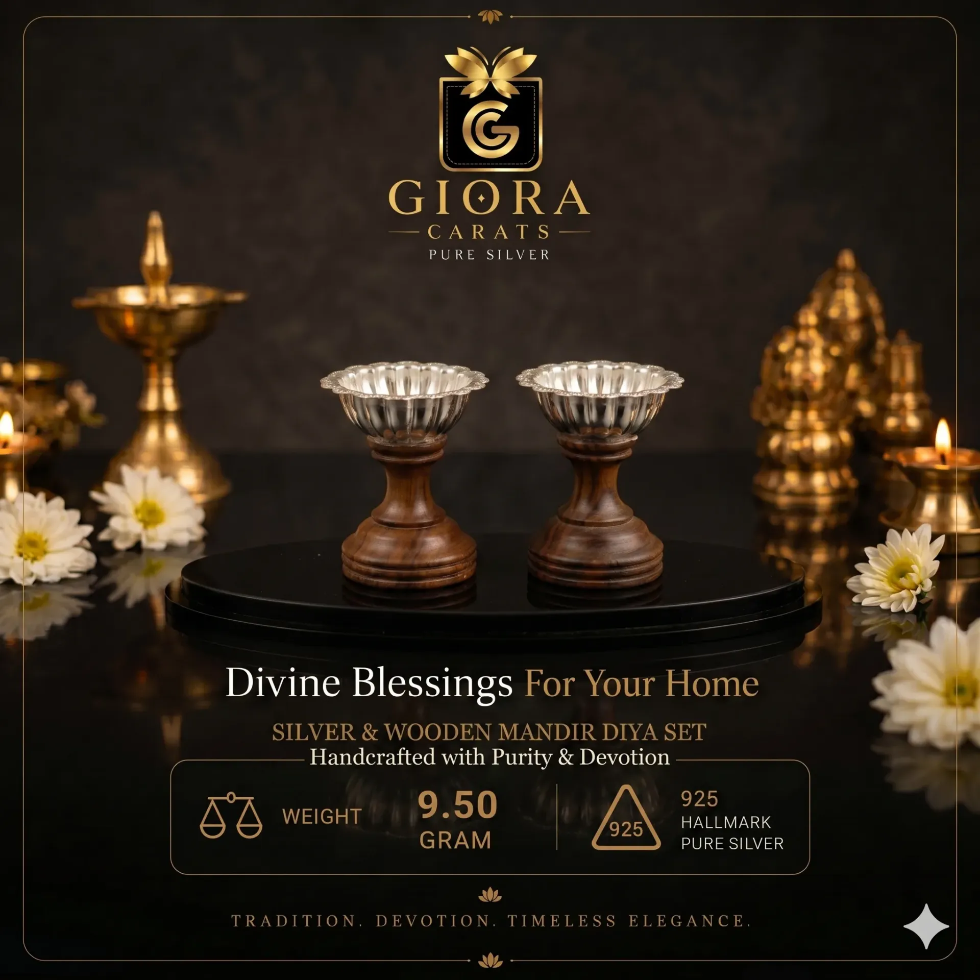 925 Silver Nilajanam Deepa Set