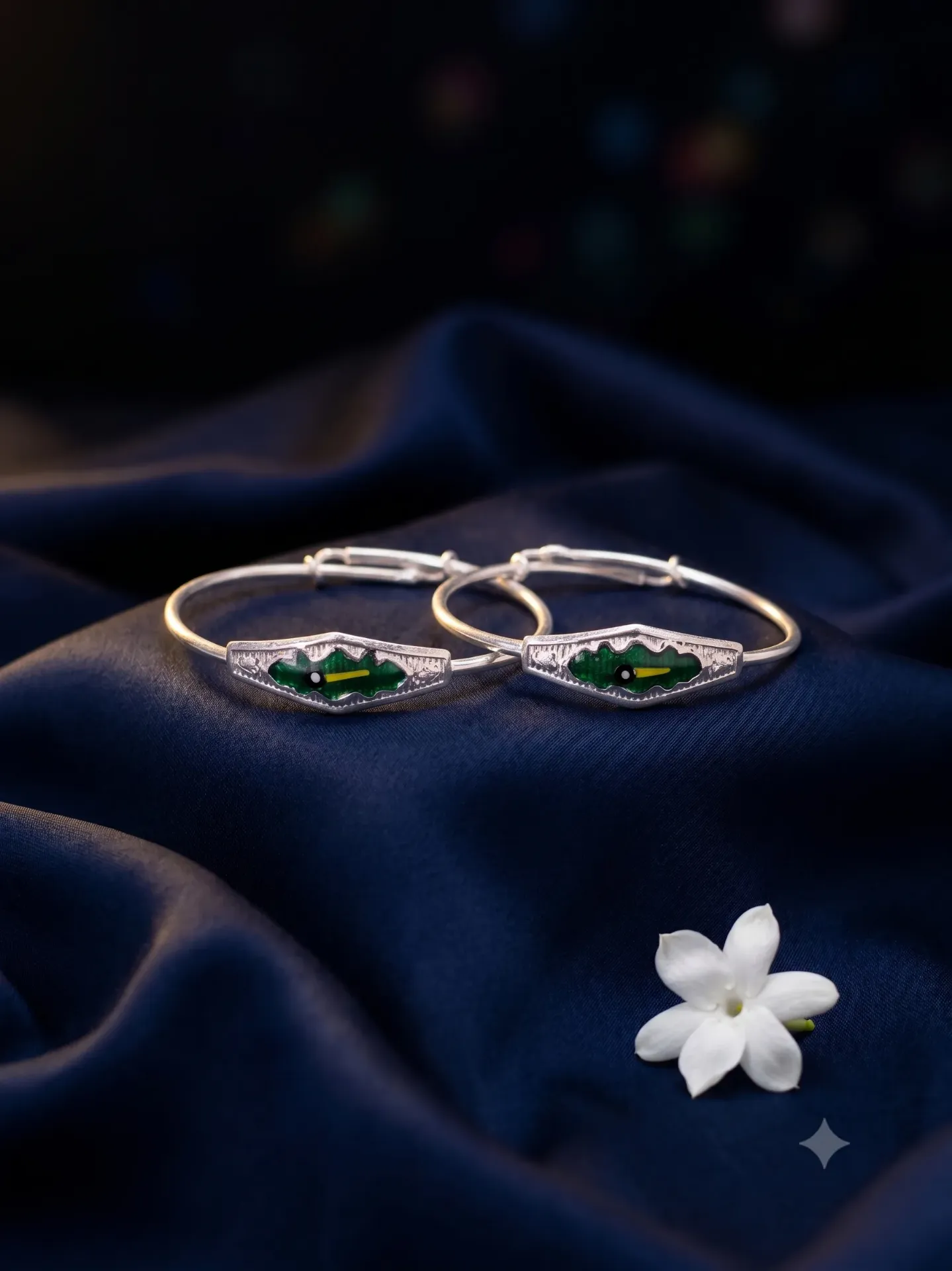 Pure Silver Traditional Meenakari Baby Kada (Set of 2) 3.748
