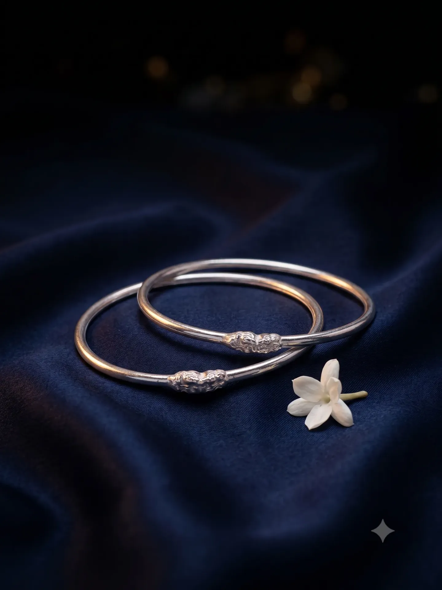 Sterling Silver Minimalist Smooth Bangle Kada Pair Set4.55