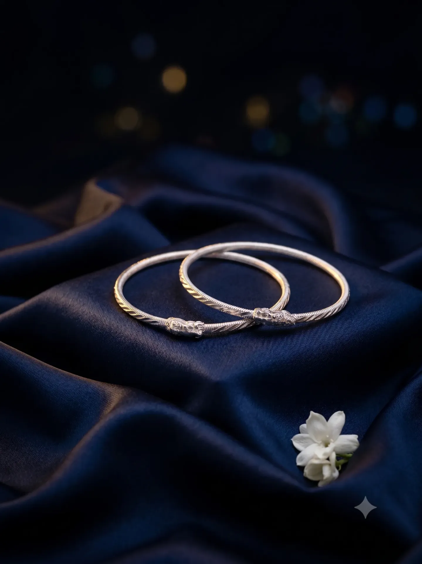 Sterling Silver Minimalist Smooth Bangle Kada Pair Set3.909