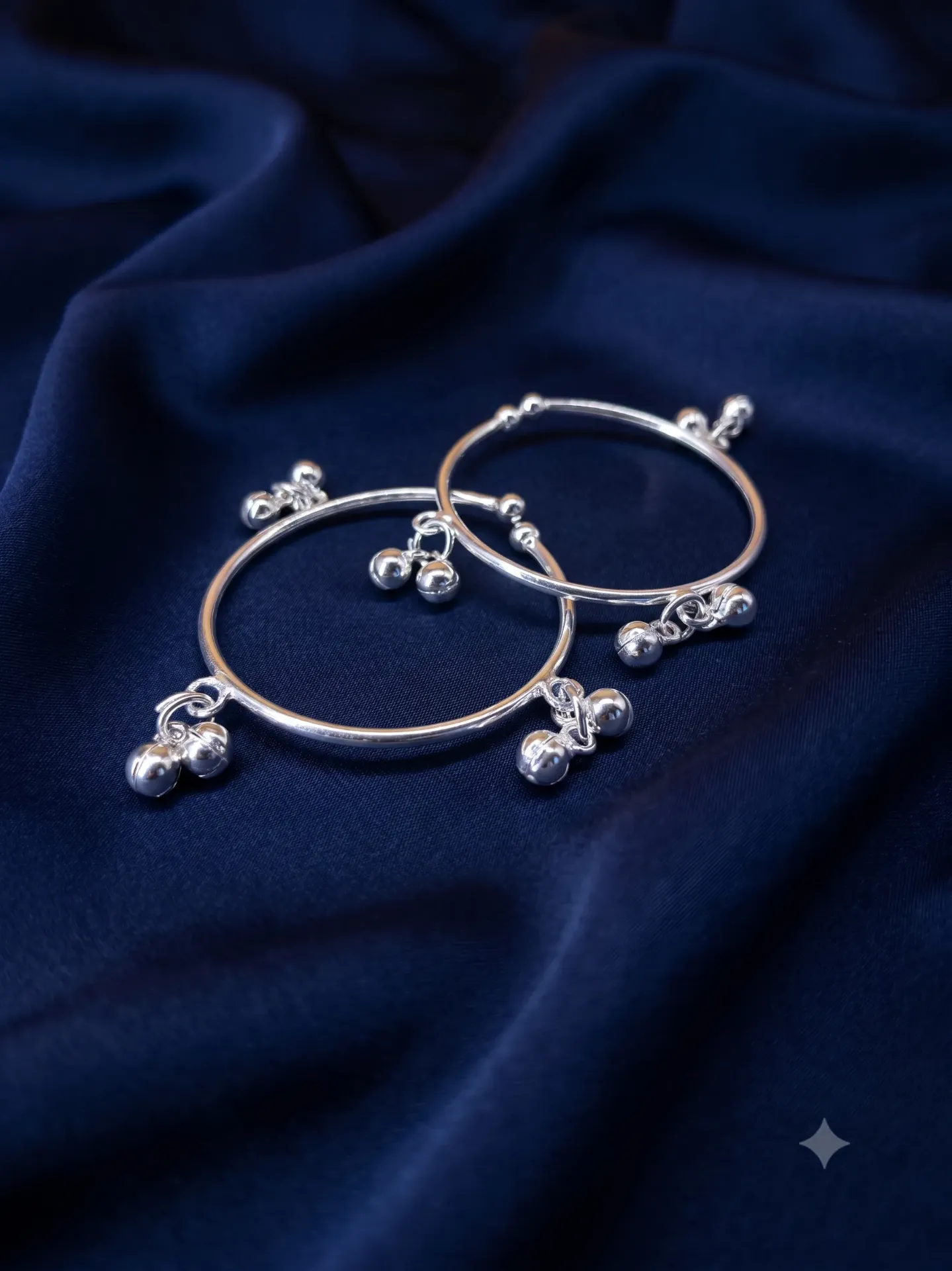 Sterling Silver Traditional Ghungroo Baby Bangle Kada Pair Set Baby snklet 8.36
