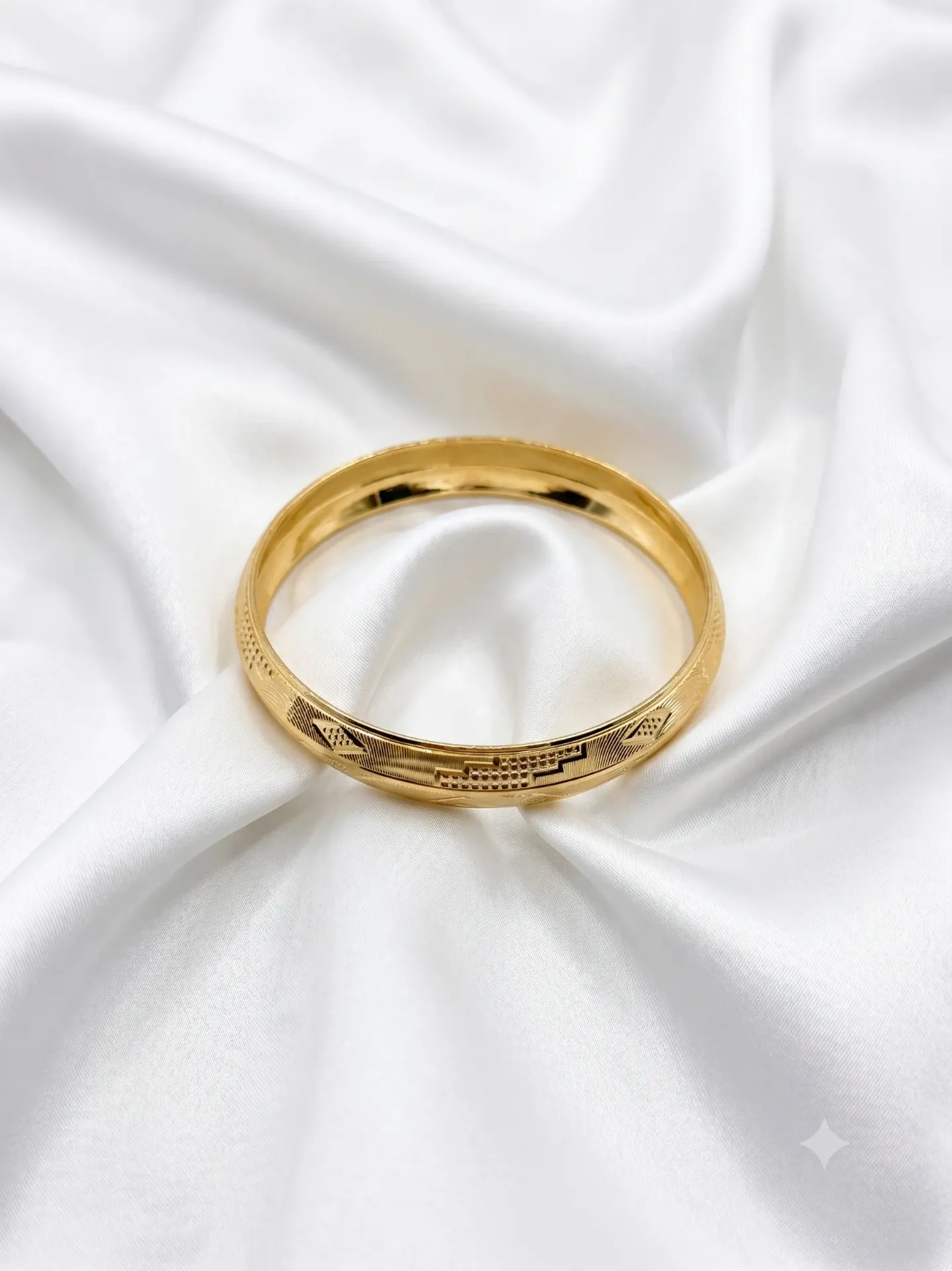 Pure Silver Gold Textured Floral Bangle Kada Single Piece31.03