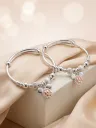 Sterling Silver Playful Character Charm Baby Bangle Kada Pair Set 14.69