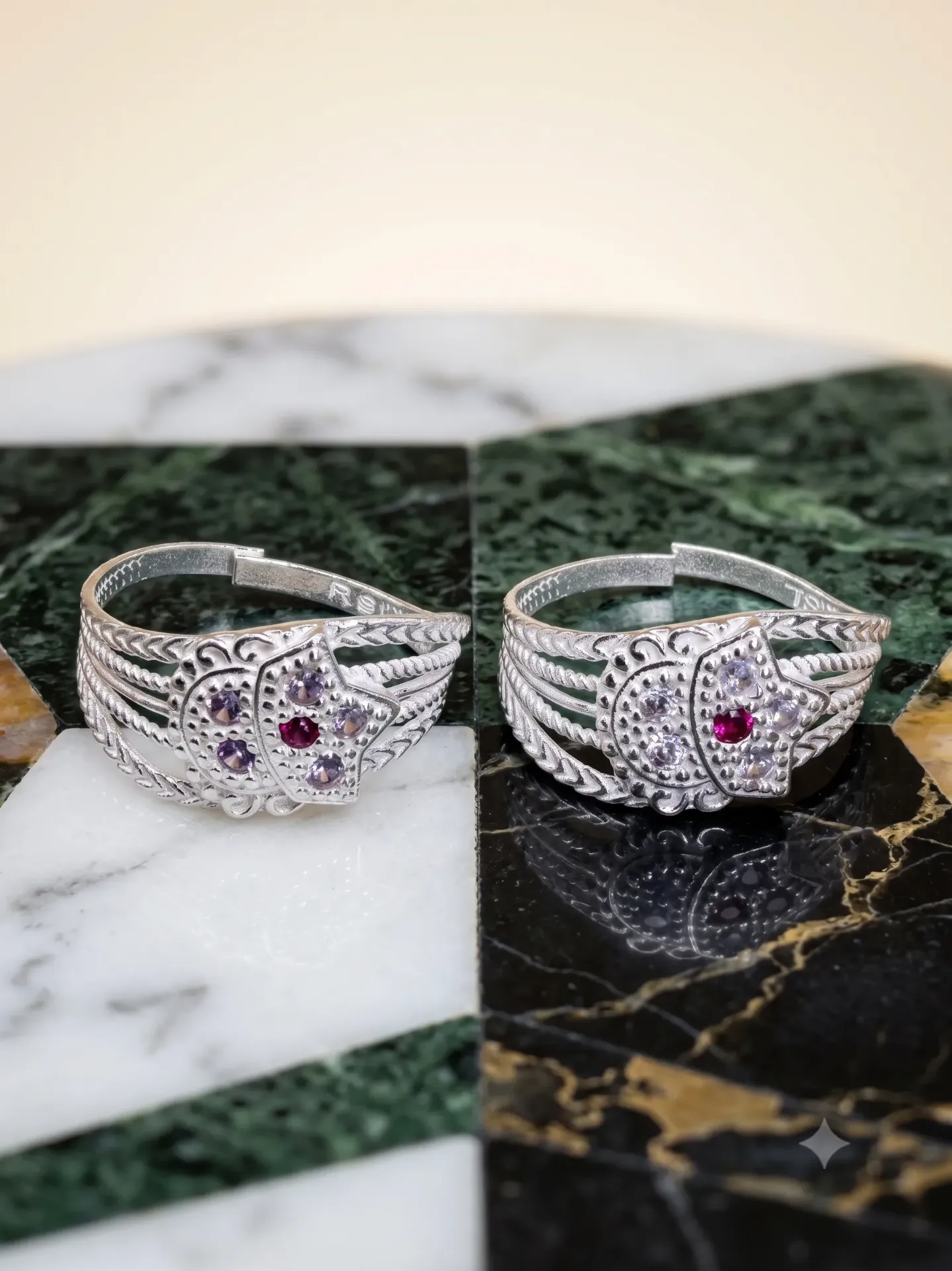 Sterling Silver AD Studded Adjustable Toe Ring (Bichiya) Pair 17133/11 3.06