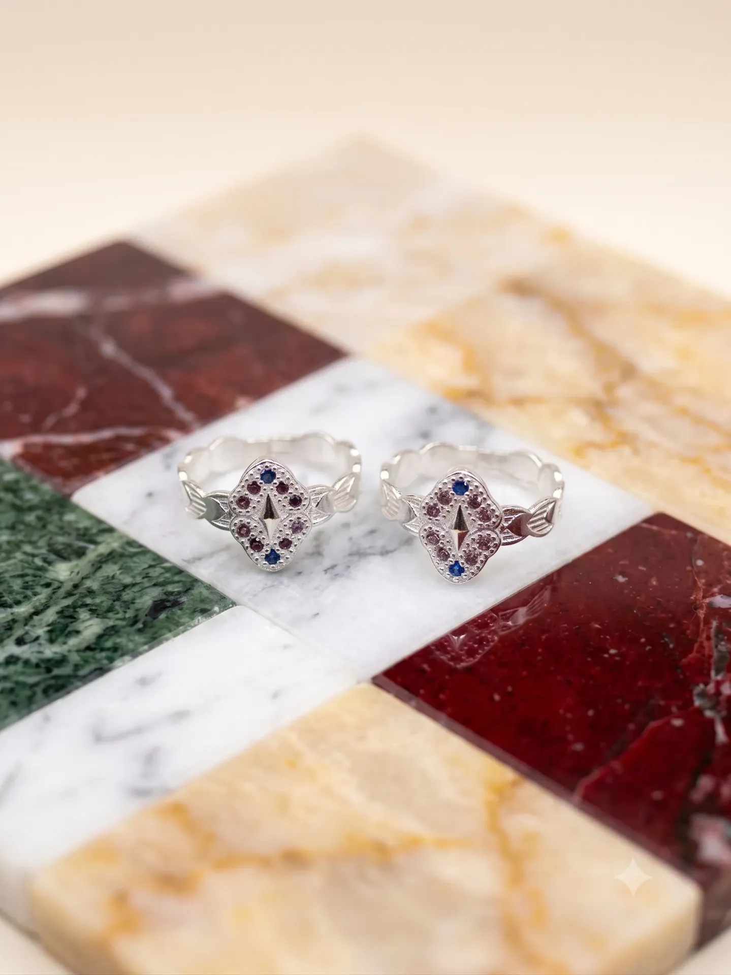 Sterling Silver Rhombus Leaf Blue Stone Adjustable Toe Ring (Bichiya) Pair 17133/14 toe 3.91