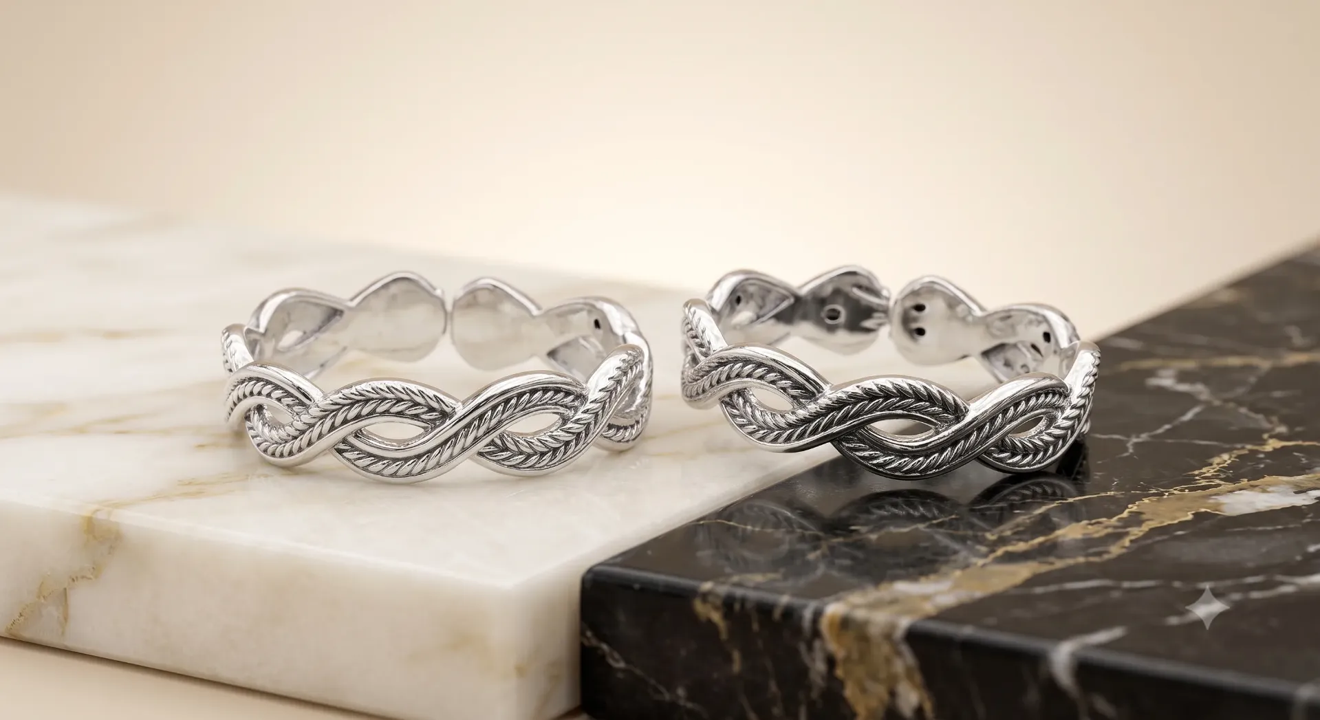 Sterling Silver Twisted Band Adjustable Toe Ring (Bichiya) Pair 15594/4 toe 3.76