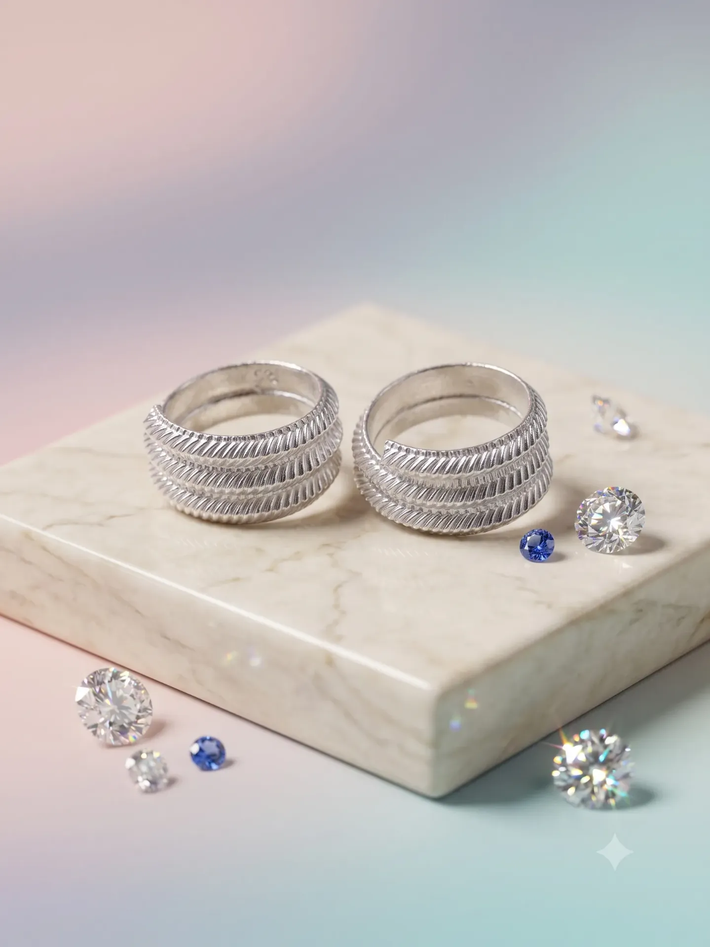 Sterling Silver Spiral Rope Textured Adjustable Toe Ring (Bichiya) Pair 3321/1b toe 9.14