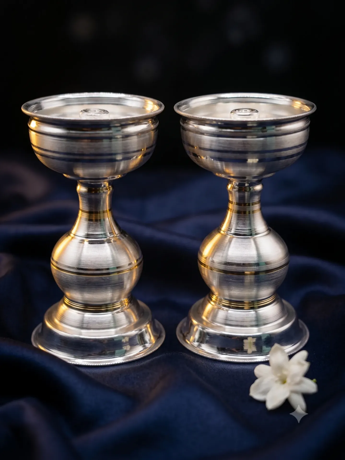 Pure Silver Traditional Peacock Stand Diya (Oil Lamp) Pair deepa 106.17