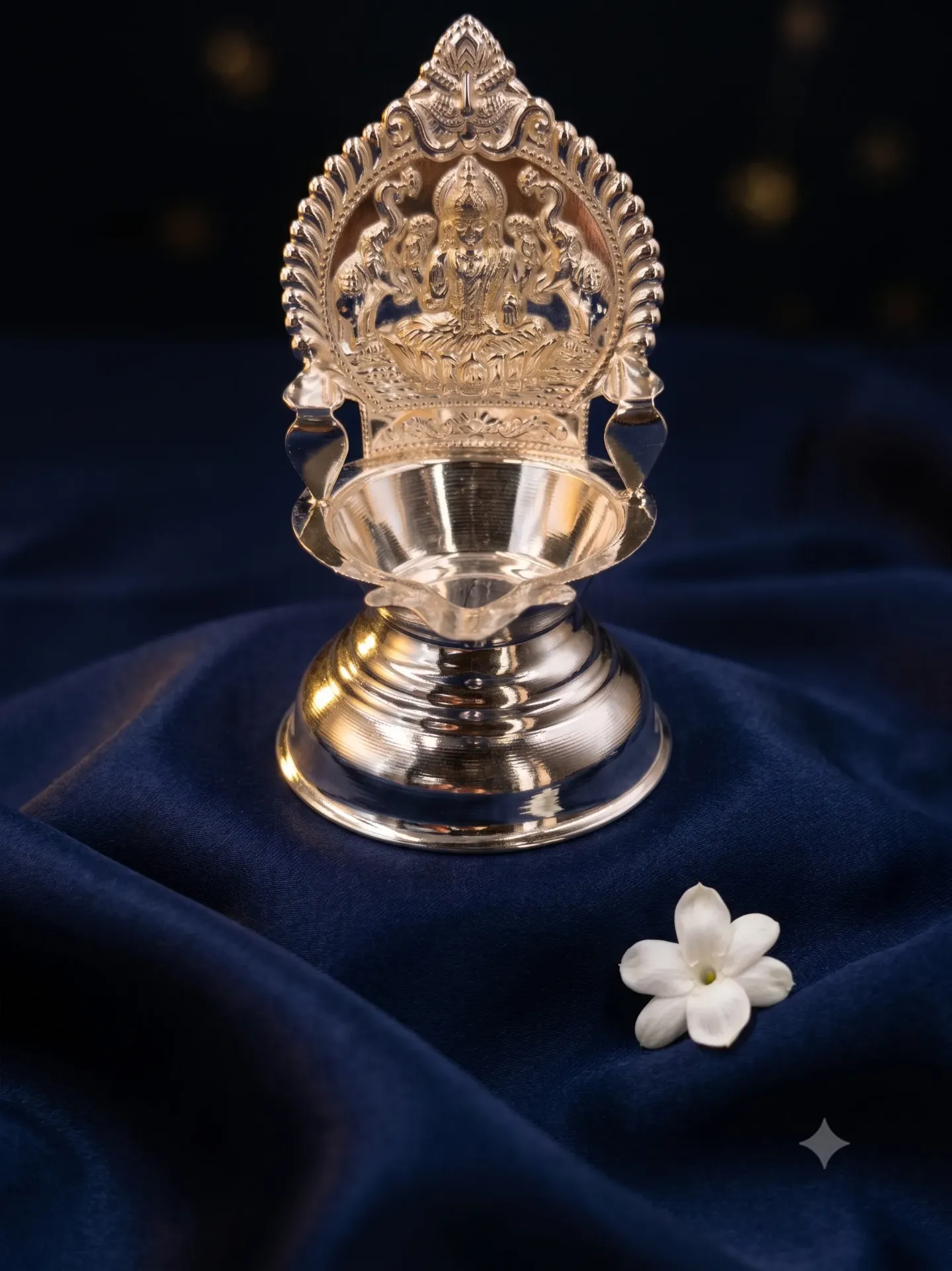 Pure Silver Gajalakshmi Design Pooja Diya Single Piece  43.27