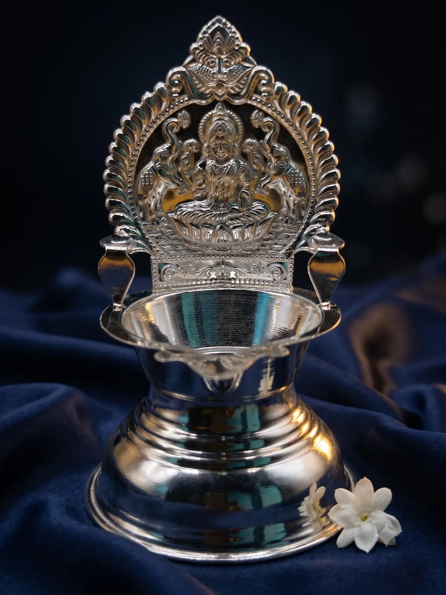 Pure Silver Gajalakshmi Design Pooja Diya Single Piece 41.90