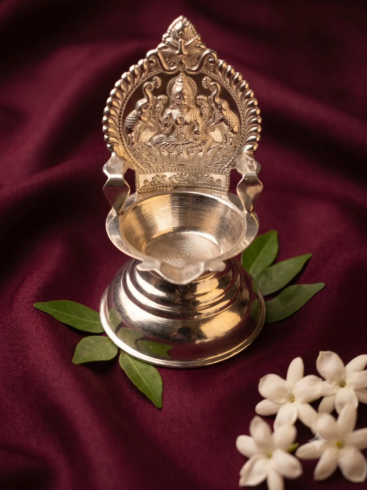 Pure Silver Traditional Gajalakshmi Embossed Diya 33.73