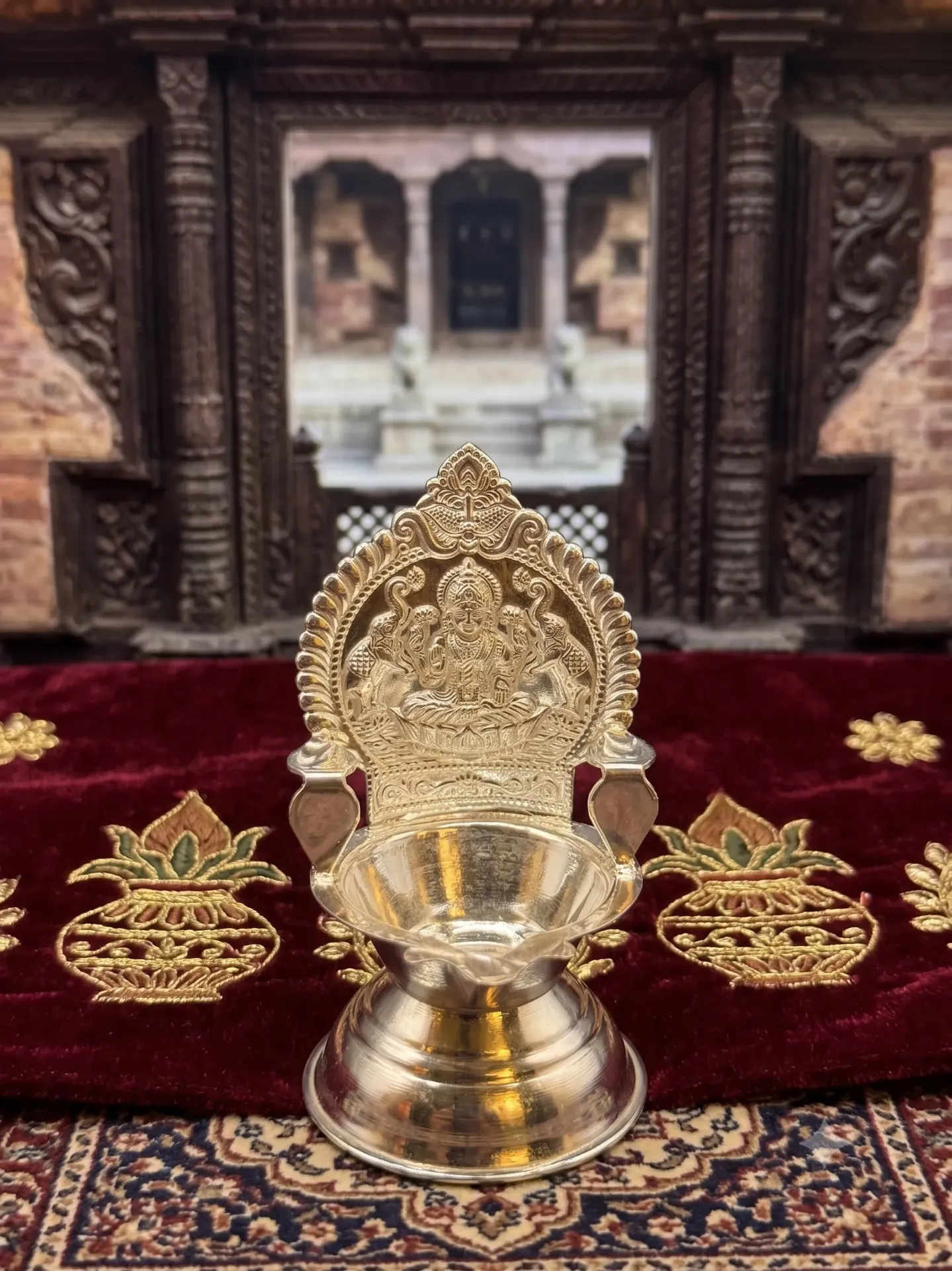 Pure Silver Traditional Gajalakshmi Embossed Diya 33.52