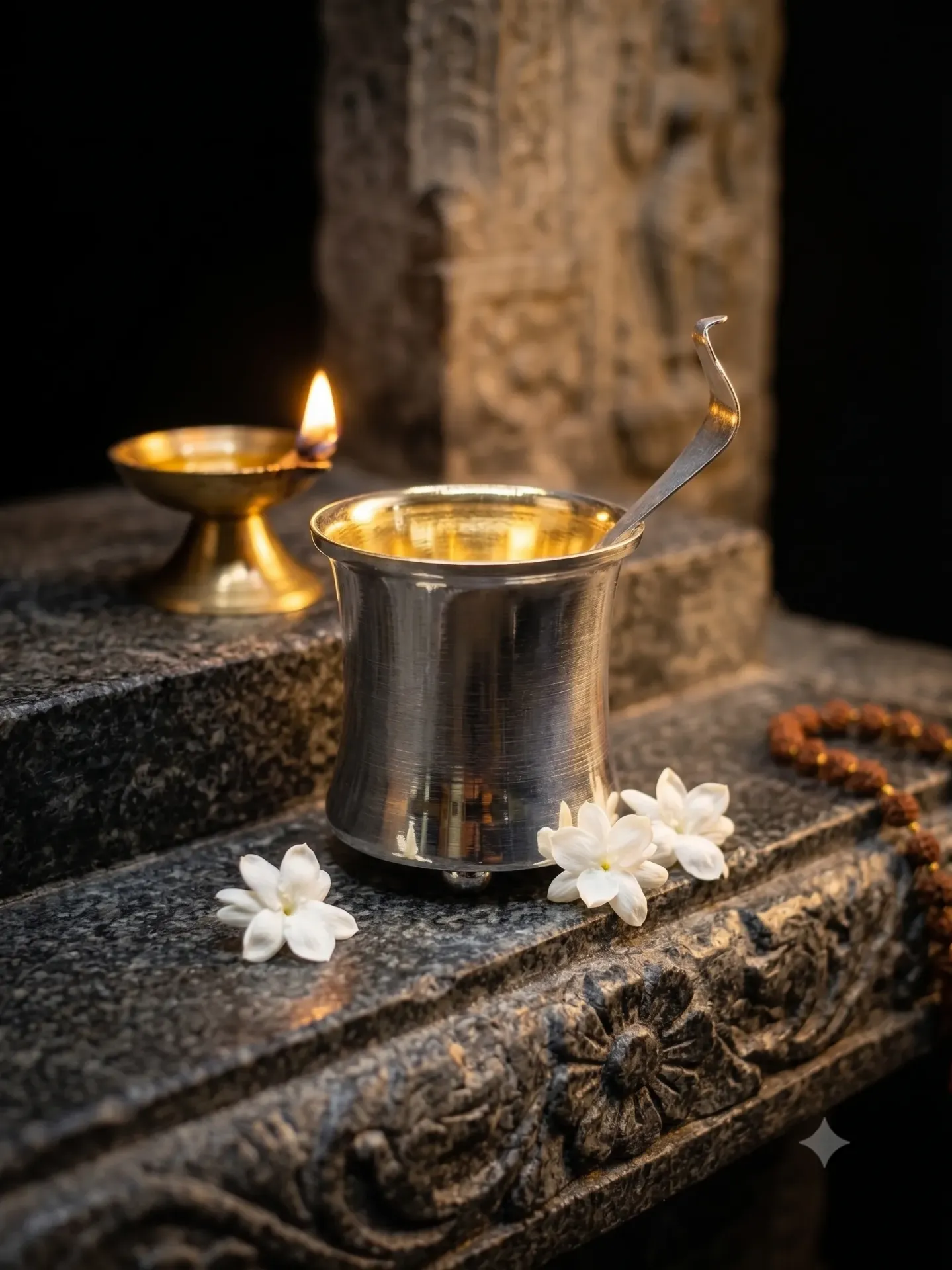 Hallmarked Pure Silver Plain Polished Panchamrit Cup with Spoon 41.98/8.73